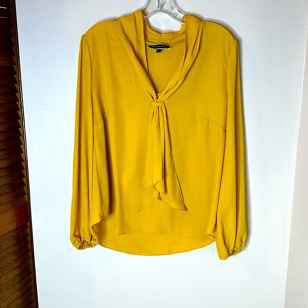 Melanie Lyne mustard blouse with tie